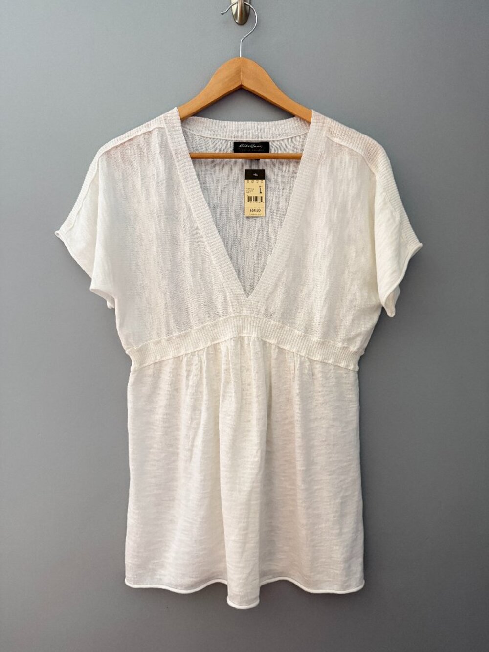 Eddie Bauer Women's NWT Short-Sleeve Empire-Waist Top Tunic Size L Y2K Era